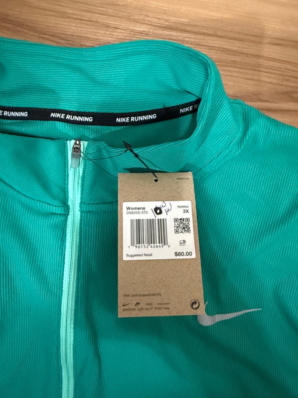 Plus 3x Nike Women's Teal Half-Zip Athletic Pullover - Picture 2 of 5